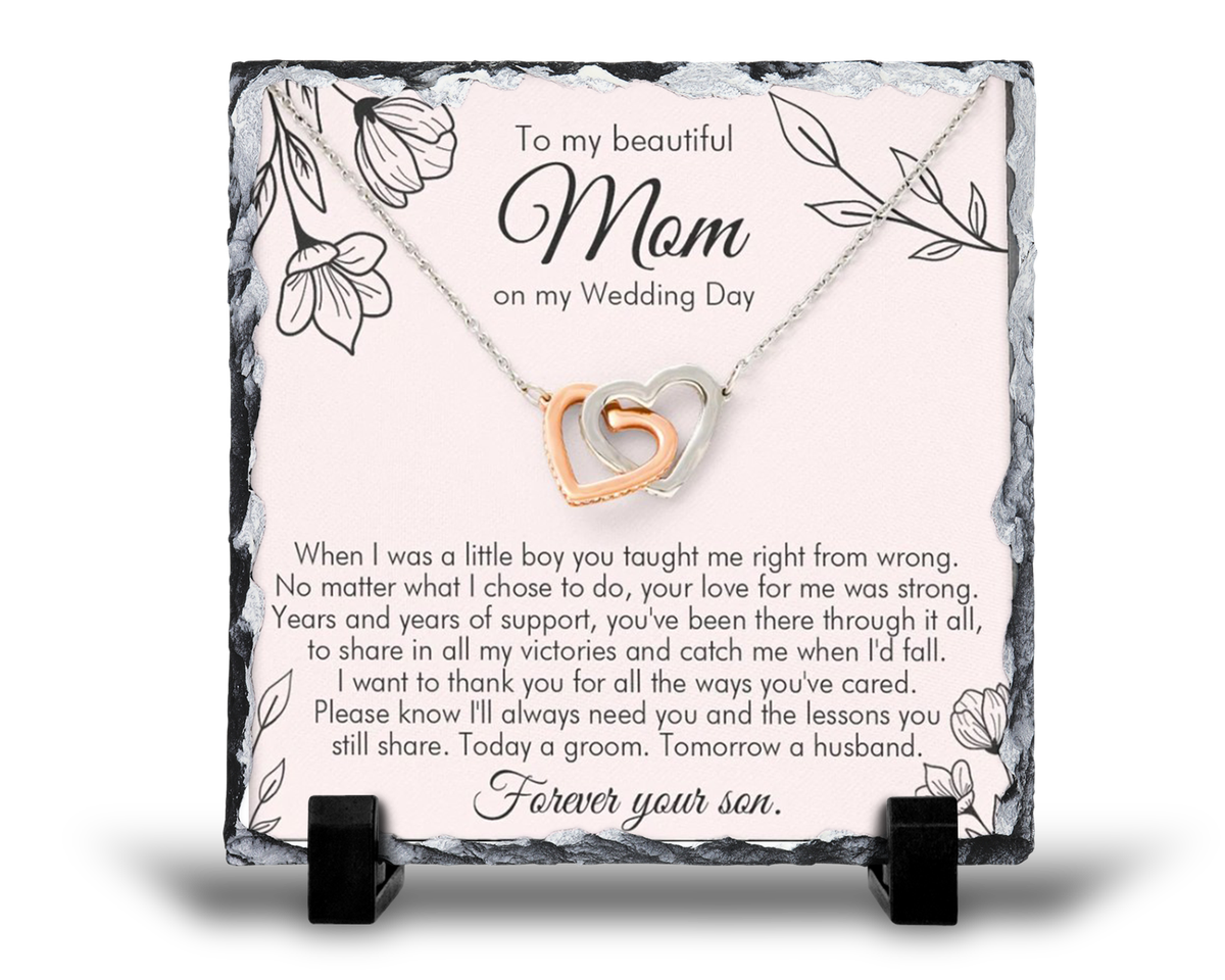 To The Beautiful Mom On My Wedding Day Wedding Groom v1 Gift Rock Slate