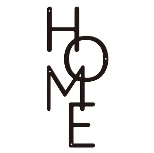 HOME Minimalistic Vertical Writing Black Iron Plaque