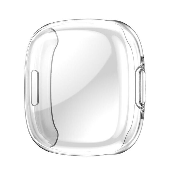 Confezione da 3 custodie protettive per schermo compatibili con Fitbit Versa 3/Sense, copertura completa dello schermo Custodia rigida per donne e uomini (nero/blu scuro/argento