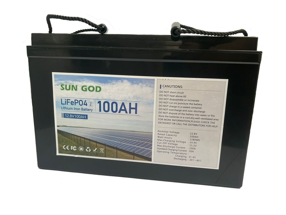 100AH 12.8V 1280WH Lithium Iron LiFePO4 Solar/UPS/Inverter Battery SUNGOD