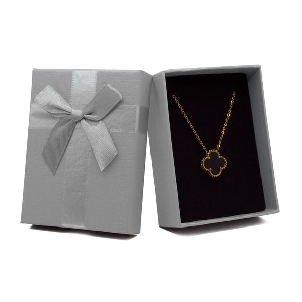 Lucky Black Clover Leaf Chain Necklace And Gift image