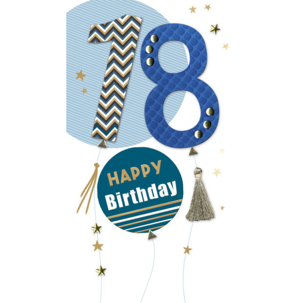 Greeting Card - 18th - Balloons &amp; Tassel