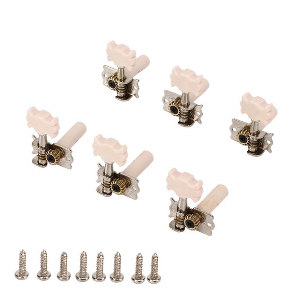 White Plastic Classical Guitar Tuning Pegs