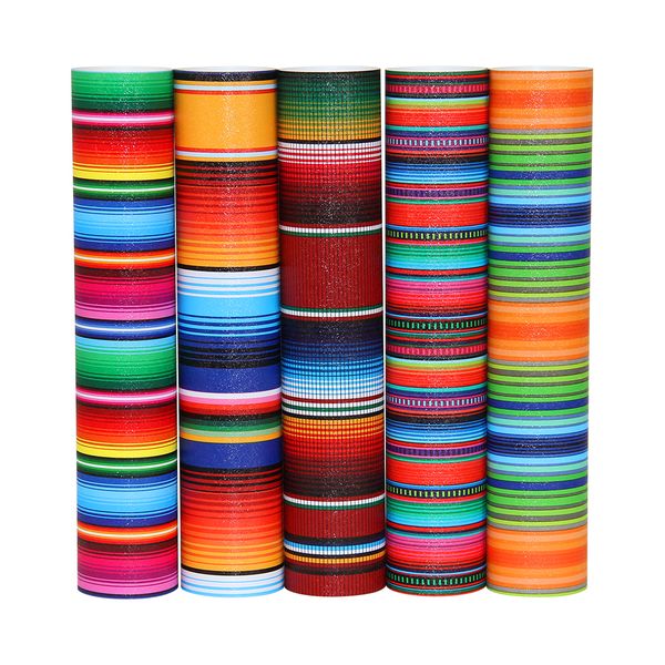 Rainbow stripe adheisve craft vinyl 5 x sheet pack