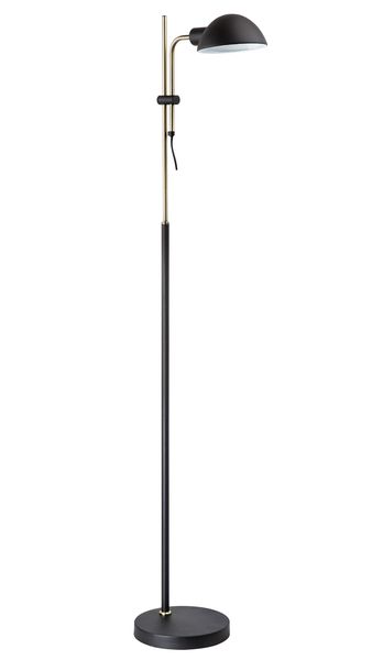 Bright Star SL432 Adjustable Single Head Floor Light - Black with Brass Trim