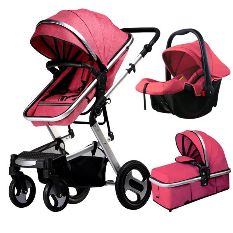Infant Carriage Portable Easy fFoldable 3 in 1 Baby Stroller, Pram