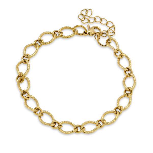 Steel My Heart Waterproof Textured Link Stainless Steel Bracelet