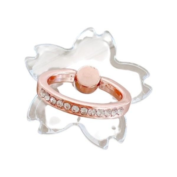 Diamond Phone Ring Buckle - Transparent/Rose Gold