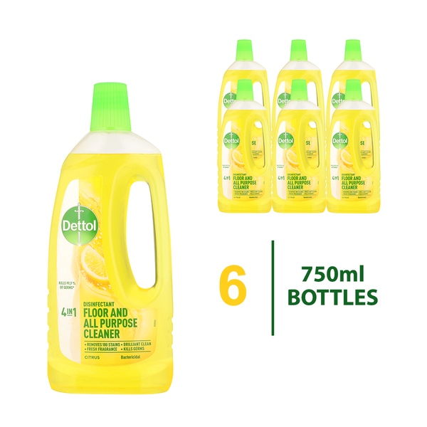 Dettol 6 x 750ml, All Purpose Cleaner, Disinfectant, Citrus