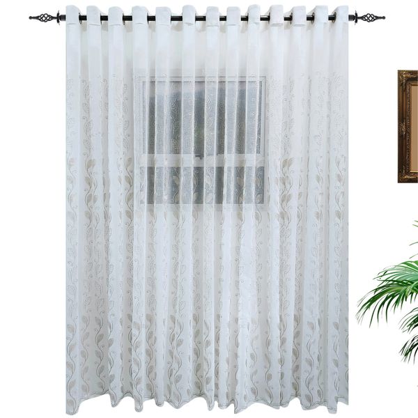 Matoc Designs Curtain - Leaf Stripe Voile Cream - Eyelet
