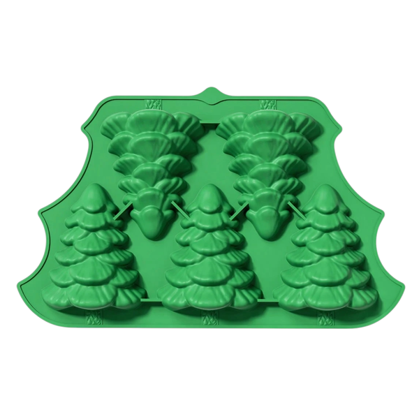6-Cavity Christmas Tree Silicone Baking Mold - Green