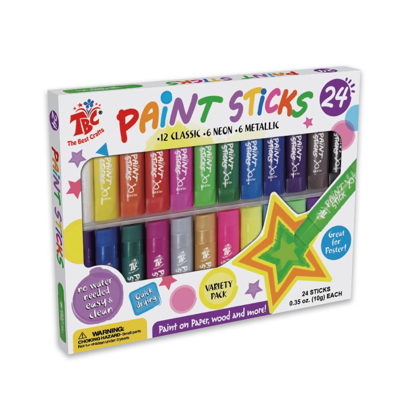 TBC The Best Crafts Tempera Paint Sticks 12 Classic Colors Washable Non-  Toxic Crayon Paint Sticks for Kids and Student 12 Colors