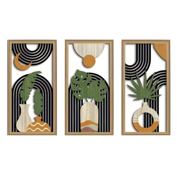 Decor 3Pieces Boho Abstract Modern Botanical Artwork Wall Art -40cm