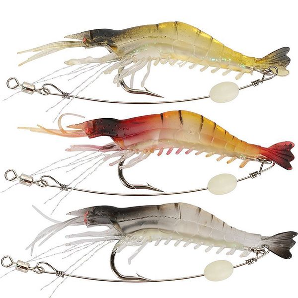 Plastic Lures Luminous Shrimp Mixed Color 9cm 0.013Lb 3Pcs