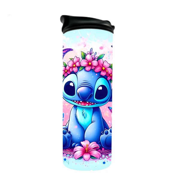 Stitch Floral Butterfly Double Walled Thermal Tumbler Water Bottle