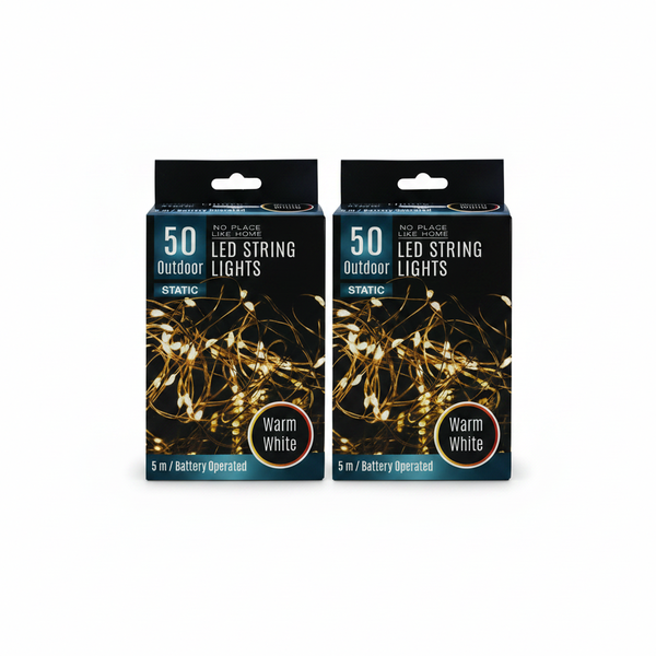 No Place Like Home 5m Outdoor LED String Lights With 50 Warm - 2 Pack