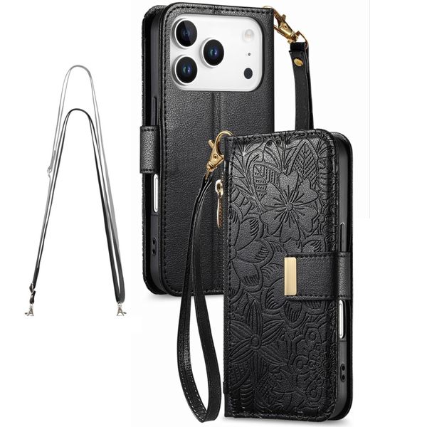Crossbody Wallet Case Compatible with iPhone 17ProMax With Lanyard/Shoulder