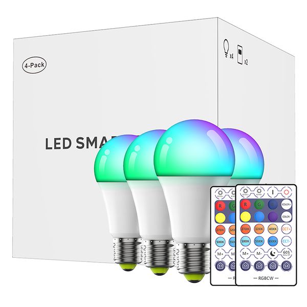 10W WiFi Smart Light Bulb LED RGB Lamp 2.4G/ Wifi (Pack of 4)