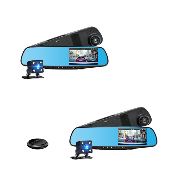 2 Pieces Full HD 1080P Mirror Dash Cam Rear View Car Camera