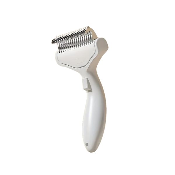 Stainless Steel Pet Deshedding Brush One Click Knot Remover - Ivory White