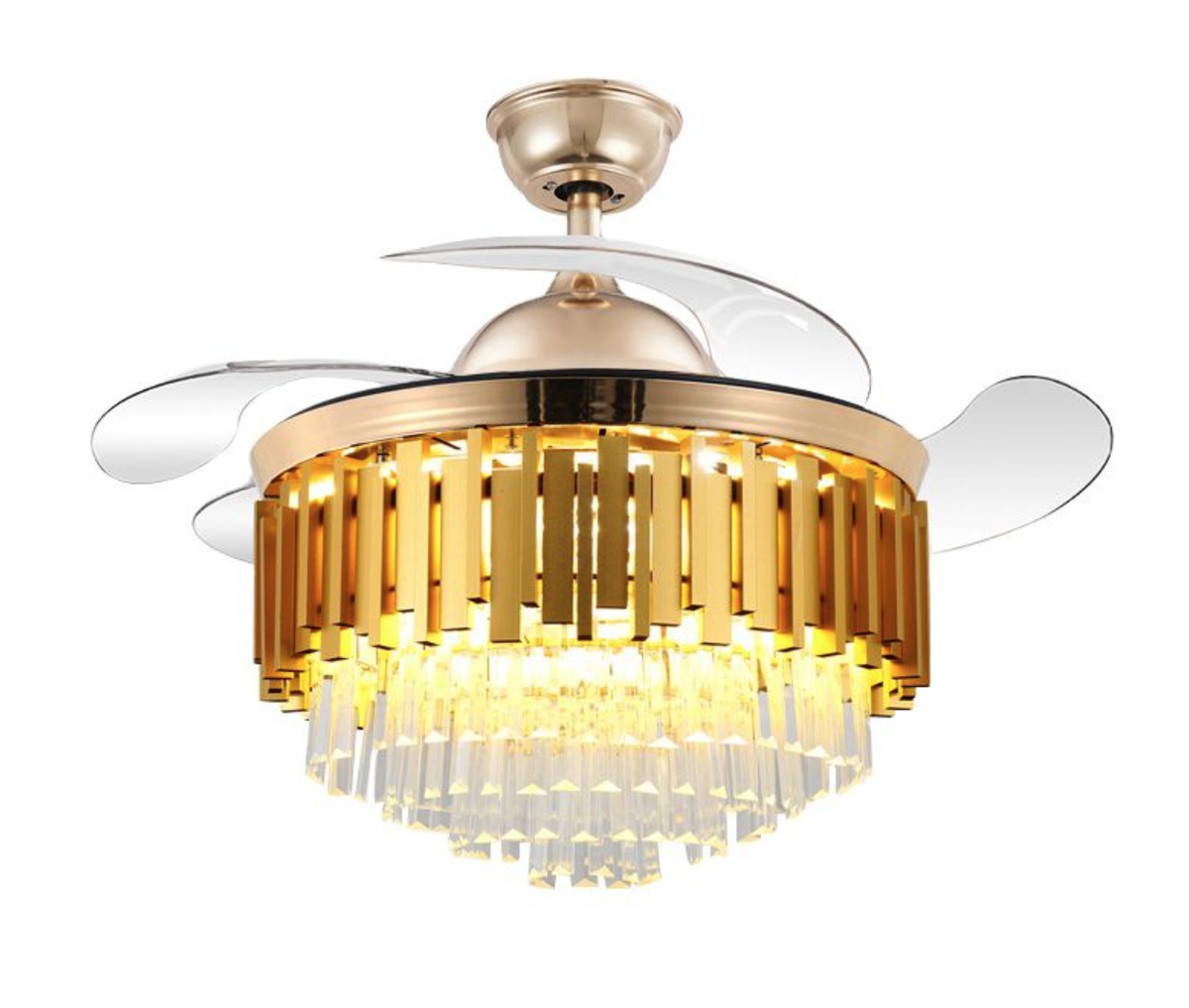 Modern Retractable Crystal Ceiling Fan Gold | Shop Today. Get it ...