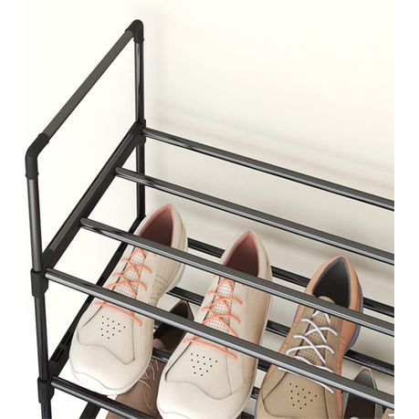 Shoe Rsck 6-Tier Metal Shoe Rack Adjustable Storage With Hooks