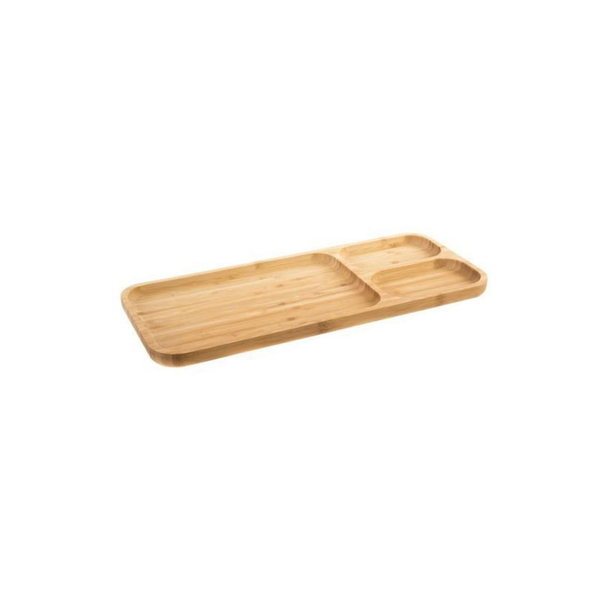 1 Large Compartment And 2 Side Compartments Bamboo Appetizer Platter JC-118