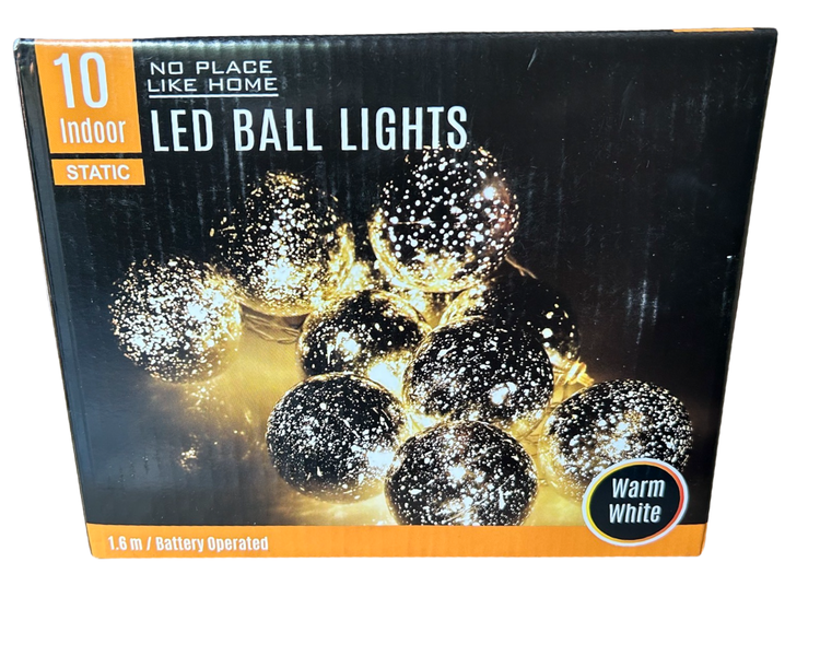 10 Indoor Static LED Ball Lights - Battery Operated