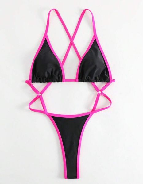 Women's black and pink Swim Wear - Halter