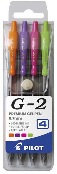 Pilot G2 0.7mm Gel Pens - Wallet of 4 Fashion Colours