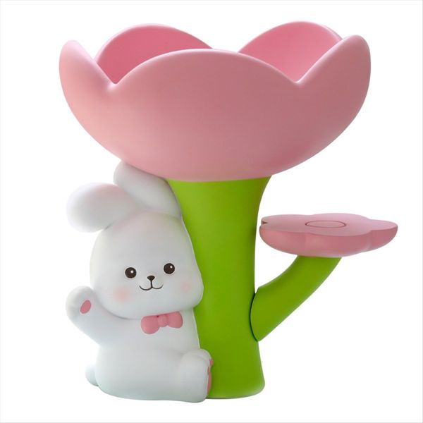 Cute Bunny Flower Entrance Key Storage Tray Household Decor Rabbit
