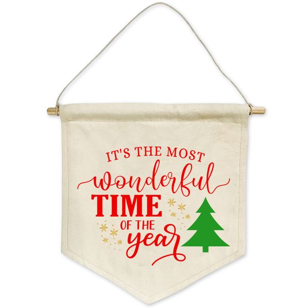 Wonderful time of the year Christmas cotton banner decor