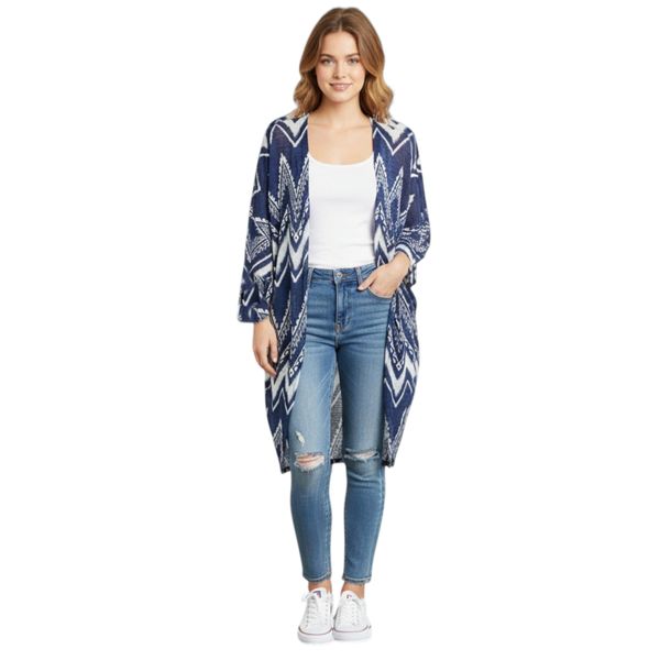 Chevron Print Lightweight Jersey Shrug