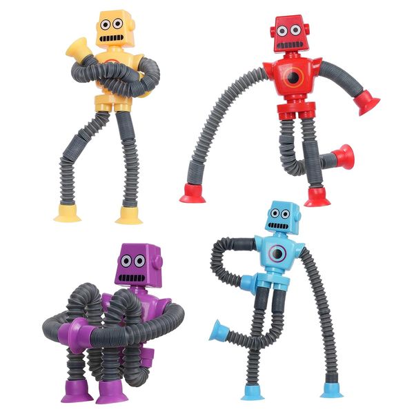 Kids Toy Suction Cup Super Stretchy Shape Changing Robot Set of 4