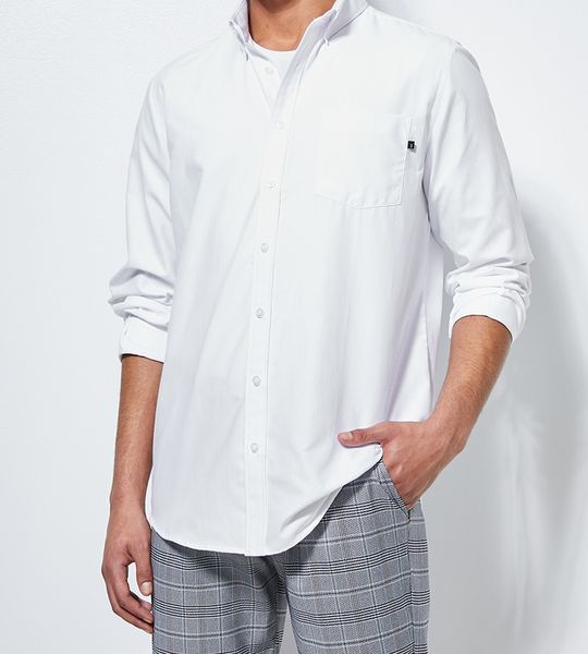 Men's Superbalist Barber Regular Fit Long Sleeve Oxford Shirt - White