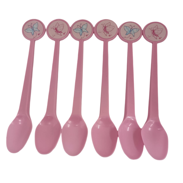 Pink Butterfly Plastic Spoon Bulk Pack