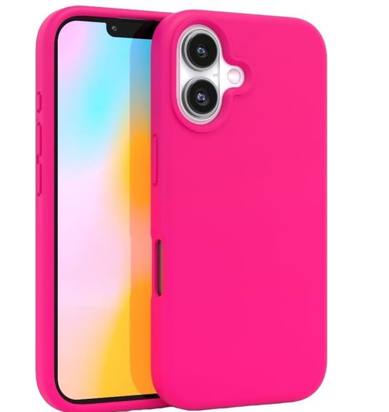 Silicone Cover Case Compatible with iPhone 16 Plus - Hot Pink