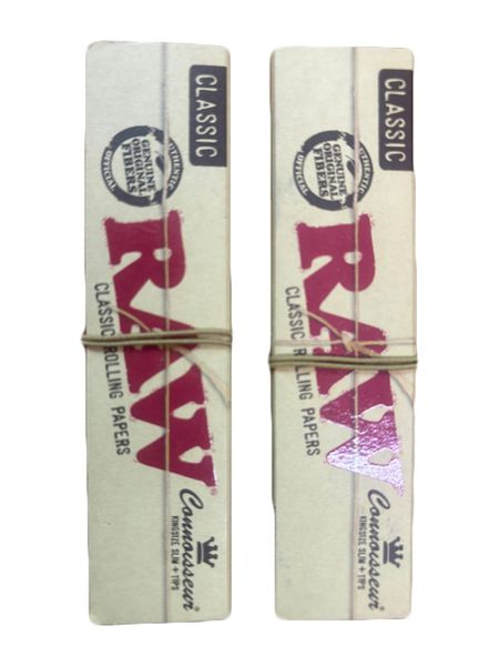 RAW Classic Rolling Paper Connoisseur Kingsize Slim + Tips - 2 Pack