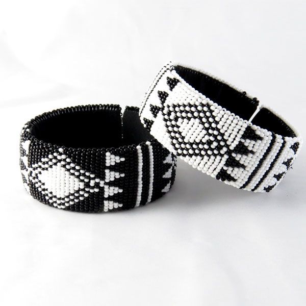 Black and White Beaded Large Bangle X 2 | Shop Today. Get it Tomorrow ...