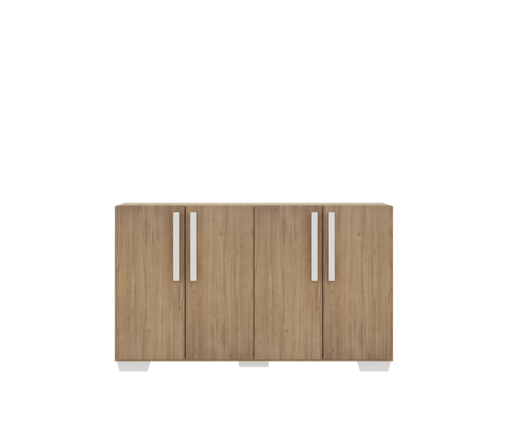 Buffet 4 Doors Rustic + Square Feet and Handles Kits White