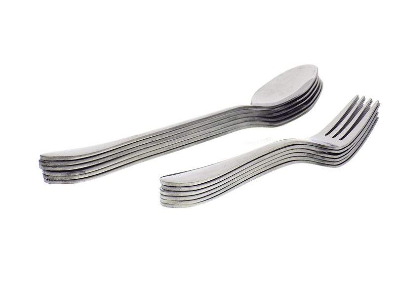 Elegant 6 Pieces Long Tea Spoons + 6 Pieces Cake Forks - Combo