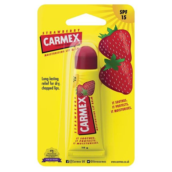 Carmex Moisturising Lip Balm Tube SPF15 - Strawberry -10g