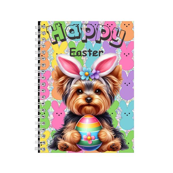 Yorki A5 Notebook Spiral and Lined Dog Easter Graphic Notepad Present 084