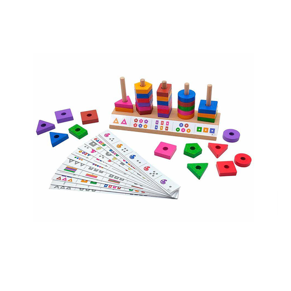 49 Piece Wooden Building Blocks And Matching Puzzle Game F47-88-23