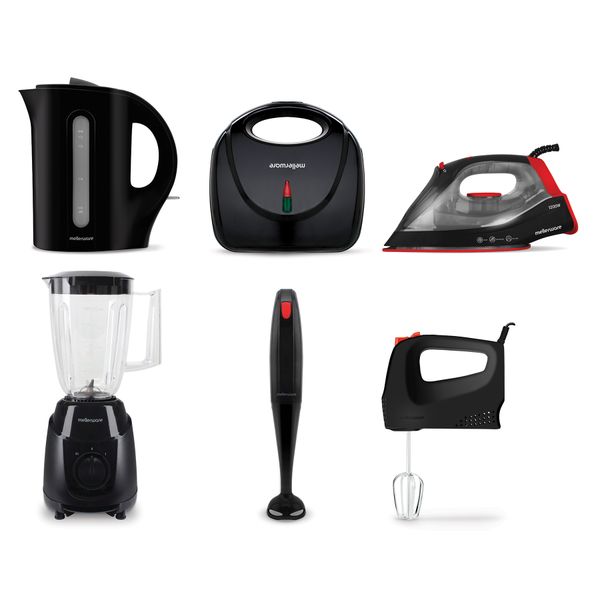 Mellerware Pack 6 Piece Kettle+Sandwich Maker+ Sticker Blender+Jug Blender+
