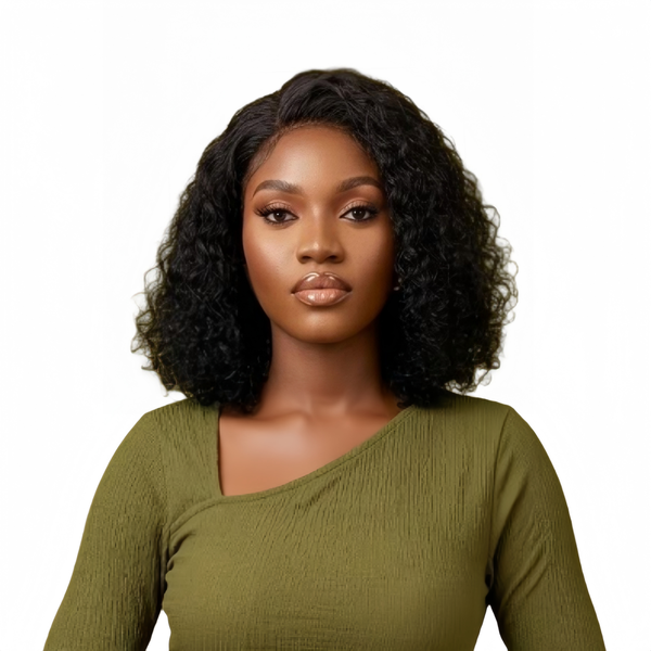 Luvée 12 inch Water Wave Bob Wig - Human Hair with 13x4 Lace Front
