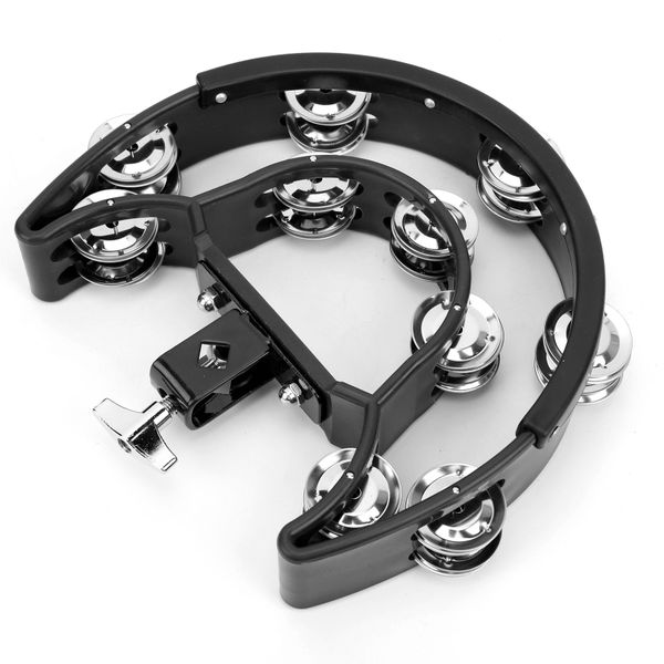Handheld Half Moon Tambourine Double Row Jingles