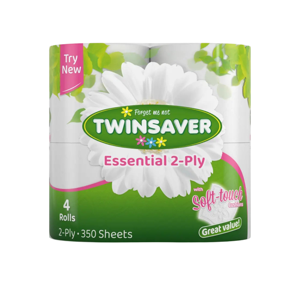 TWINSAVER 2 Ply Toilet Rolls White 4 Pack