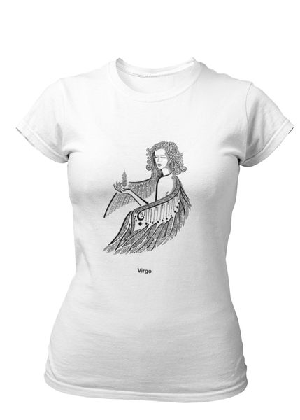 PepperSt Ladies White T-Shirt - Virgo