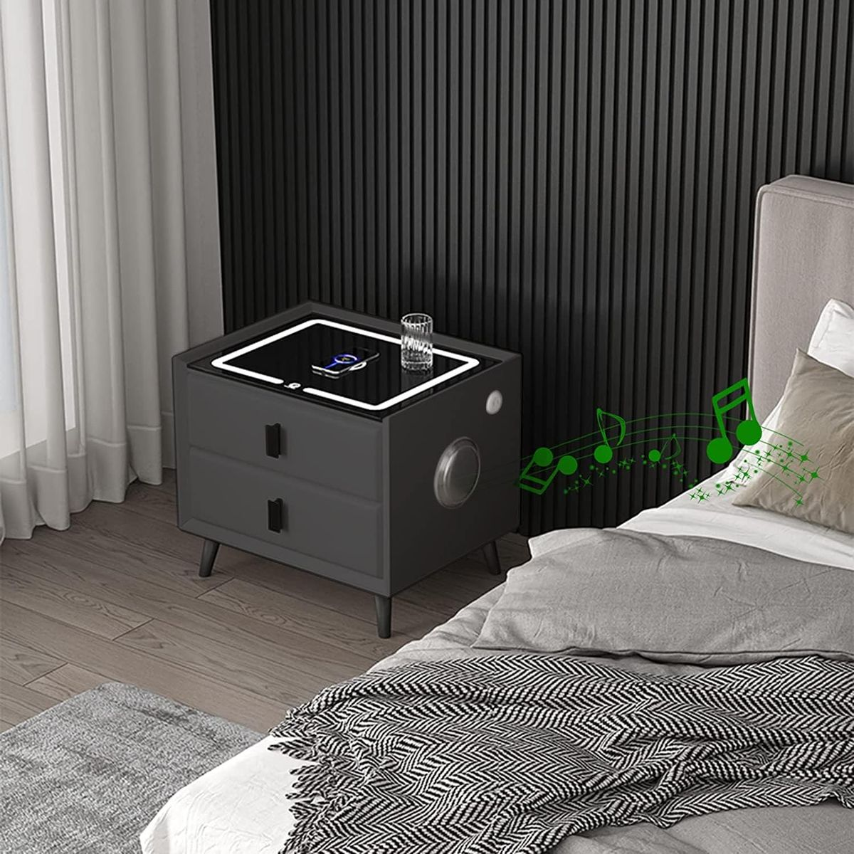 Smart Bedside Table With Speaker Wireless Charging - 40x40x46cm